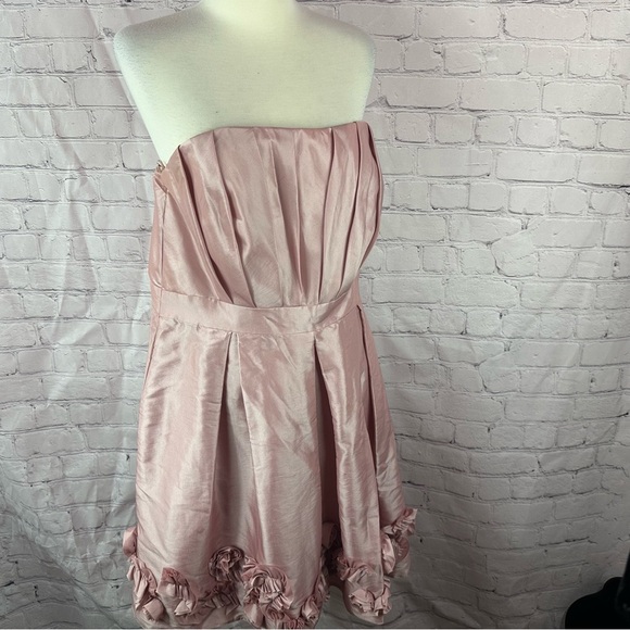 B2 jasmine powder Pink taffeta Pleated Strapless dress for Prom wedding sz 20 US - Picture 1 of 9